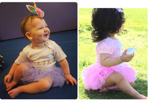 Ropa de verano para niña, faldas hinchadas para niña, vestidos de flores transpirables sólidos para niña - Product Image 2