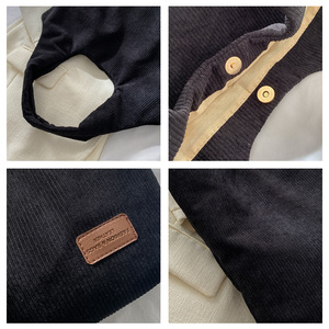Sac fourre-tout personnalisé FS Dynertek pour femmes et filles, style automne-hiver, en velours côtelé avec impression de logo, réutilisable - Product Image 5