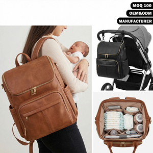 Bolsos <span class=keywords><strong>de</strong></span> Pañales Multifuncionales <span class=keywords><strong>de</strong></span> Viaje Personalizados <span class=keywords><strong>de</strong></span> Alta Gama en Cuero Vegano para Maternidad, Fabricados por ODM, para Madres - Product Image 1