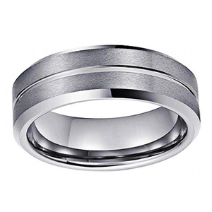Men's Stainless Steel <b>Ring</b> 8MM Single Groove Brushed Finish Geometric Design Fashion Jewelry Gift - Product Image 5