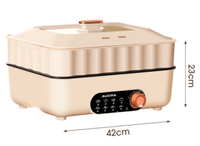 6L Multifunktionaler Quadratischer Elektrischer Dampfgarer 1350W, 220V Doppelschichtiger Antihaft-Multikocher für den Haushalt, OEM ODM Individuelles Logo