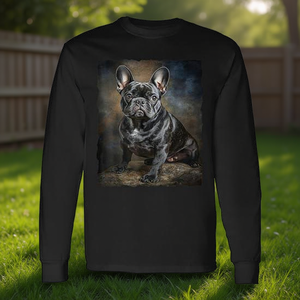 T-shirt à manches longues pour bouledogue français, design avec portrait d'animal de compagnie pour les amoureux des chiens - Product Image 3