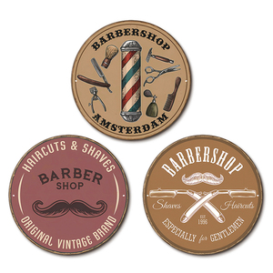 Letrero Metálico Redondo Vintage <span class=keywords><strong>de</strong></span> Barbería con Diseño <span class=keywords><strong>de</strong></span> Poste <span class=keywords><strong>de</strong></span> Barbero y Herramientas - Product Image 1