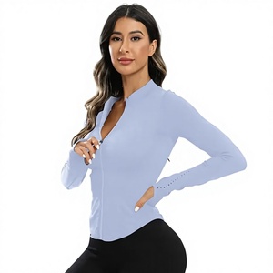 Custom Logo Women <b>Yoga</b> <b>Jacket</b> Set Crop High Waist Leggings Customizable Full-Zip Slim Fit Athletic Breathable Knitted Canvas - Product Image 1