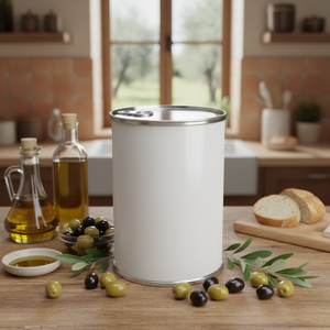 Contenedor cilíndrico de lata de metal Contenedor de almacenamiento de alimentos de oliva 99mm x 150mm Tapa de fácil apertura - Product Image 3