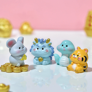 Cute Mini Animal Resin Figurine <b>Miniatures</b> Tiger Pig Dog Monkey Cattle Charm Ornaments for Landscape Decorations DIY Accessories - Product Image 4
