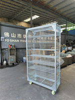 YOUGU Conteneur de Rangement Pliant Durable en Acier Galvanisé Q235, Capacité 1000KG, Chariot à Roues pour Linge, 8 Niveaux