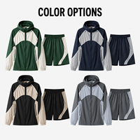 Ensemble survêtement coupe-vent à capuche et short IKDEER personnalisé avec blocs de couleur réfléchissants pour le sport quotidien et le jogging