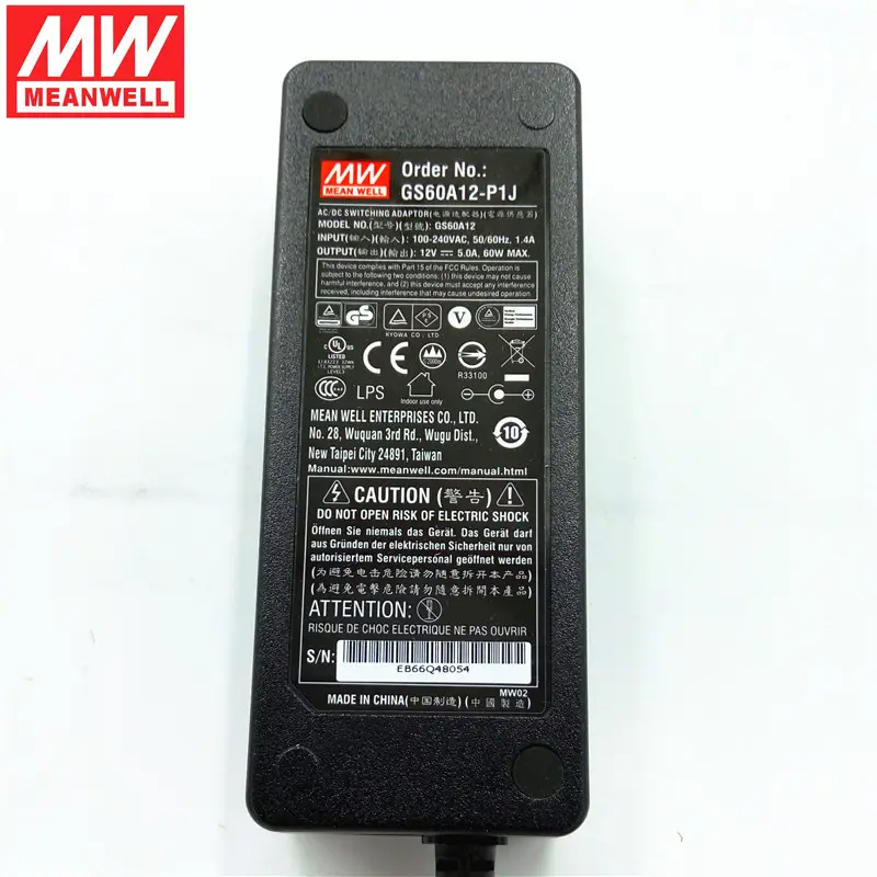 Meanwell 범용 데스크탑 어댑터 AC DC 12V 5A 소비자 전자 장치 전원 어댑터