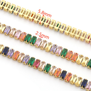 Cadena de Acero Inoxidable con Circonitas, Cadena de Garras Rectangulares de Colores con Pedrería, Fornituras para Joyería DIY - Product Image 2