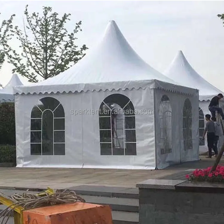 Good Quality White PVC Fabric 4m by 4m Pagoda Tent High Peak Aluminum Tents
