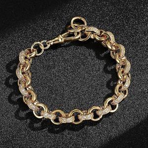 Pulsera JXX Chapada en Oro con Eslabones Estilo Gitano y Piedras, Longitud Ajustable, Diseño de Cadena Elegante, Joyería Sofisticada - Product Image 3