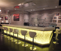 Comptoir de bar moderne haut de gamme avec éclairage LED pour restaurant de restauration rapide, hôtel, café, avec taille personnalisable et garantie de 10 ans