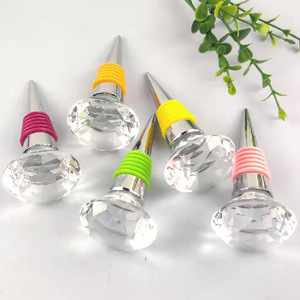 Crystal Wine Stopper With Silicone Ring Reusable Sealing <b>Bottle</b> Stopper For Home Use - Product Image 2