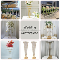 Vase à fleurs en verre transparent JINDA, forme trompette, décoration d'événements, centre de table de mariage, grand support à fleurs en verre