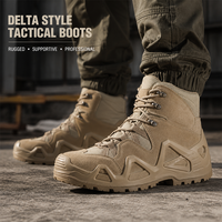 Bottes tactiques personnalisées pour hommes en gros, avec fermeture éclair latérale, en cuir de vachette et tissu Oxford, antidérapantes, pour la sécurité et l'entraînement, chaussures de travail