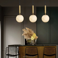 Lustre moderne à LED en albâtre, suspension sphérique naturelle, intensité variable, forme ovale minimaliste, pour salon et salle à manger, garantie 3 ans