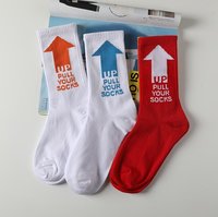 유니섹스 통기성 자카드 크루삭스 레드 블루 오렌지 레터 패턴 코튼 바닥 로고 봄 러닝용