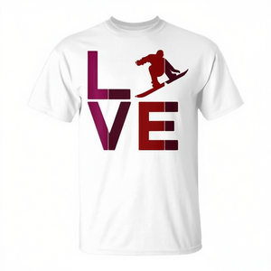 T-shirt Snowboard Love, design sportif d'hiver pour la Saint-Valentin - Product Image 2