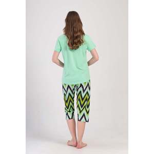 Conjunto de Pantalones Capri y Top de Cuello Redondo KADIN P.SUPREM O YAKA KISA KOL ETEGI OVAL - Color Menta - Product Image 4