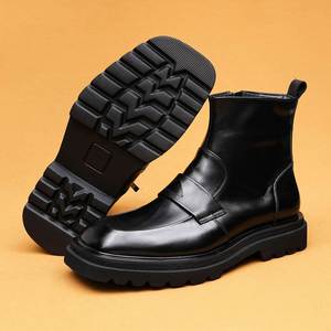2025 Autumn/Winter Men's Genuine Leather <b>Oxford</b> Business Formal High Top Square Toe <b>Platform</b> Lace-Up Light Weight Breathable - Product Image 1