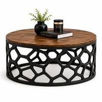 Table basse en bois organique à structure géométrique moderne pour salon, mobilier contemporain et décoration d'intérieur