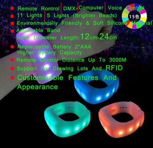 Pulsera LED programable con control remoto, luces RGB, tamaño ajustable, control DMX/PC, silicona ecológica y ABS para fiestas - Product Image 2