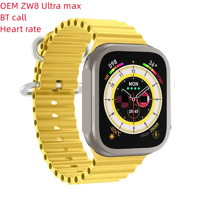 OEM ZW8 Ultra Max fashion smart watches All touch 2.02 inches screen Wireless charging Voice assistant sport smart watch Ultra