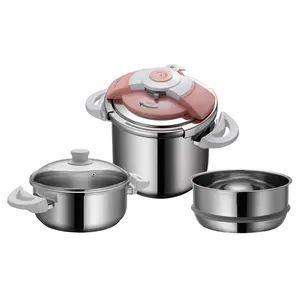 Stainless Steel Adjustable Pressure Cooker 2 in 1 Set with Steamer Pot and Glass Lid Clipso Induction Cookers