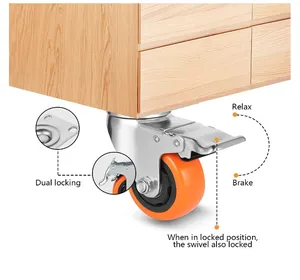 4 인치 오렌지 폴리 우레탄 캐스터 탑 플레이트 회전 바퀴 브레이크가있는 산업용 캐스터
