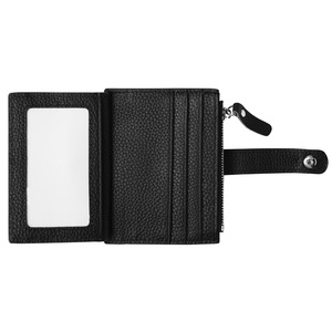 Black Genuine Leather Card Holder <b>Wallet</b> Slim Zipper Coin Pocket <b>RFID</b> Blocking Short <b>Wallet</b> <b>for</b> Women and <b>Men</b> - Product Image 2