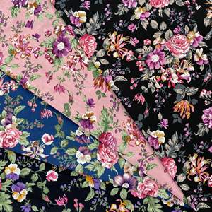 Alta calidad <span class=keywords><strong>40s</strong></span> patrón floral personalizado Digital impreso multicolor tela para mujer ropa vestido camisa - Product Image 1