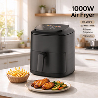 ANBOLIFE OEM Friteuse à air compacte 1000W 2L sans PFAS, boîtier en plastique, revêtement antiadhésif, contrôle numérique, pour la maison, directement de l'usine