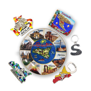 OEM phong cách Địa Trung Hải khảm du lịch Italy trinacria tủ lạnh nam châm quà lưu niệm Sicilia Sicily Tấm huy hiệu Sicily Bộ quà tặng - Product Image 1