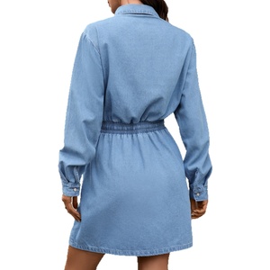 Abito <span class=keywords><strong>in</strong></span> Denim da Donna Stile Occidentale, Manica Lunga, <span class=keywords><strong>Vita</strong></span> Elasticizzata, Vestito Casual <span class=keywords><strong>in</strong></span> <span class=keywords><strong>Jeans</strong></span>, Mini Abito Slim Fit per Autunno e Inverno - Product Image 5