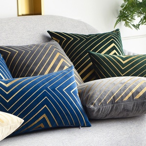 Irregular Stripes Dutch Fleece Velvet Modern Embroidery Polyester Sofa <strong>Rectangular</strong> Square <strong>Cushion</strong> <strong>Cover</strong> for Home &amp; Hotel Use - Product Image 2