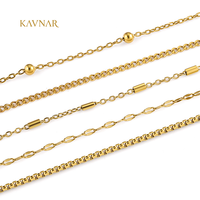 Kalung Rantai Tipis Baja Tahan Karat KAVNAR Berlapis Emas 18K Rantai Dasar Elegan untuk Wanita Pembuatan Perhiasan DIY Grosir