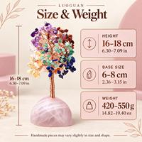 Arbre de Vie en Cristal de Haute Qualité, Artisanat Unique et Luxueux, DIY, 7 Chakras, avec Base en Pierre Brute, pour Cadeau