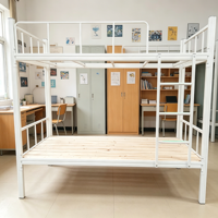 Cama litera metálica para cuatro personas, diseño duradero, para dormitorio de personal adulto, con escalera.