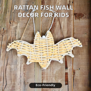 Décoration d'art de luxe Tenture murale Banc de petits poissons en rotin pour chambre d'enfant Pépinière ou mariage Design en papier rond - Product Image 3