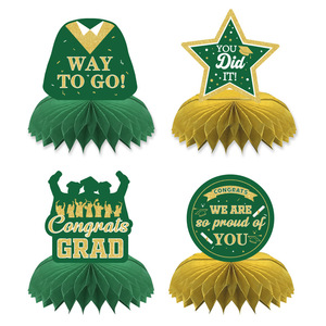 DAMAI Graduation Party Decor Includes Congrats Grad <b>Banner</b> Honeycomb Centerpieces Hanging Swirl Kit for Green Congrats Grad - Product Image 1