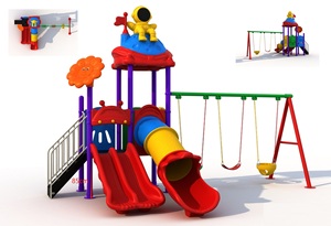 Cao bấm vào composable đầy màu sắc của trẻ em nhiều phim hoạt hình nhựa trượt tùy chỉnh trẻ em ngoài trời sân vườn sân chơi LLDPE thép - Product Image 3