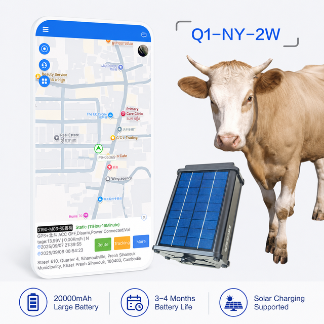 Q1-NY 4G LTE GLONASS Beidou GPS Tracker GPRS 2G GSM WiFi Cattle Sheep Farm Management Dashboard Tracking Waterproof 1 Year