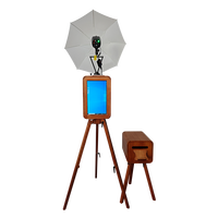 Photomaton rétro en bois double face, trépied pliable, écran tactile 18,5 pouces, iPad personnalisé pour les événements de location de mariage