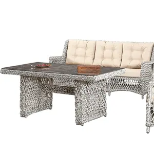 Fabriqué en Turquie Chaise de table de jardin en rotin à carcasse en aluminium à la mode Ensemble de 4 pièces Mobilier d'extérieur