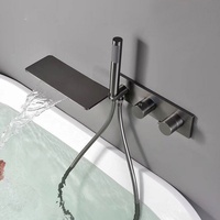 Robinet de baignoire mural encastré thermostatique en laiton pour salle de bain, ensemble de robinetterie de bain avec mitigeur
