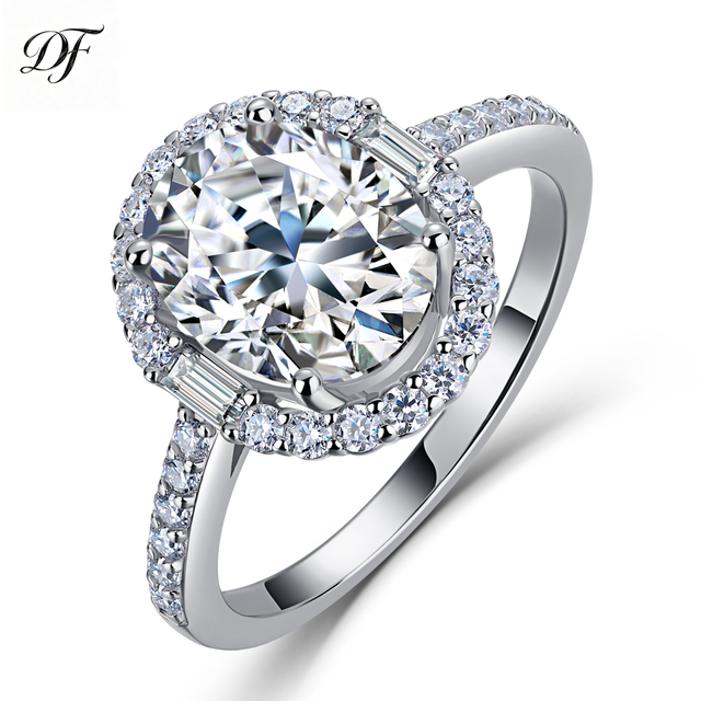 3.6 CTW S925 Sterling Silver Cushion Cut Moissanite Halo Engagement Ring Baguette Accent Pave Shank Wedding Ring for Women