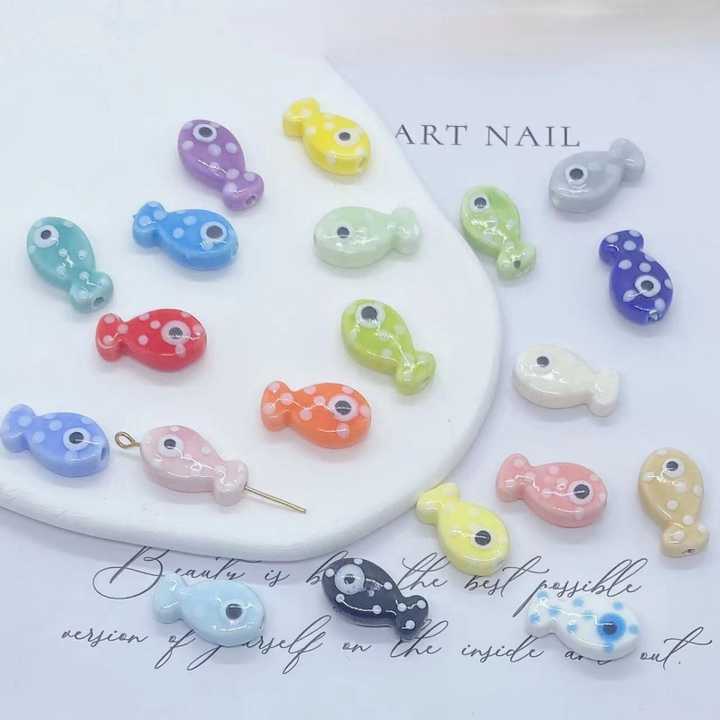 50Pc Ceramic Fish Beads For DIY Jewelry - Cute Ocean Animal Spacer Beads For Necklaces, Bracelets & Crafts