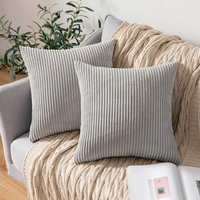 Housse de Coussin Décoratif Large pour Canapé en Velours Rayé Côtelé Fausse Fourrure Peluche