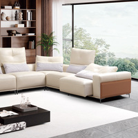 Canapé en cuir en forme de L minimaliste moderne KMJ, ensemble de canapés en cuir multifonctionnel pour salon, configuration grande et petite